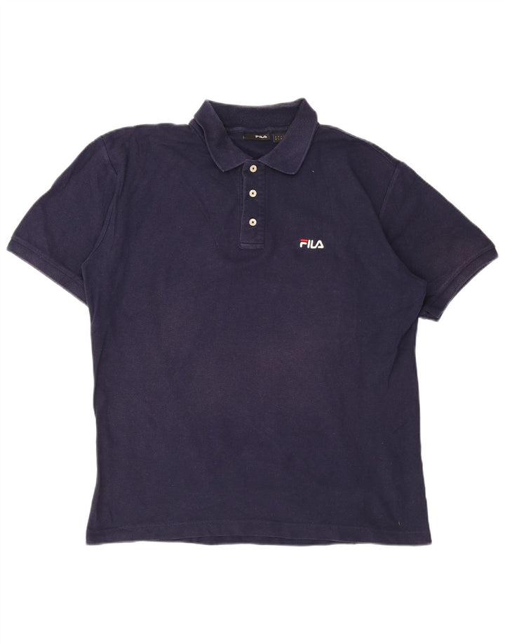 Polo da uomo FILA grande in cotone blu navy