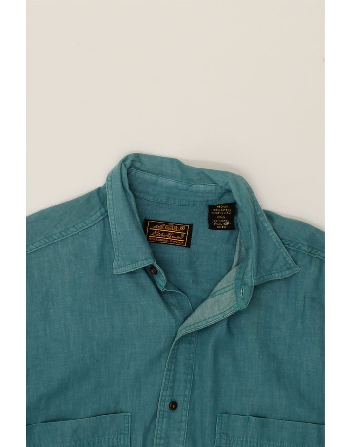 EDDIE BAUER Mens Seattle Short Sleeve Shirt Medium Blue Cotton Vintage Eddie Bauer and Second-Hand Eddie Bauer from Messina Hembry 