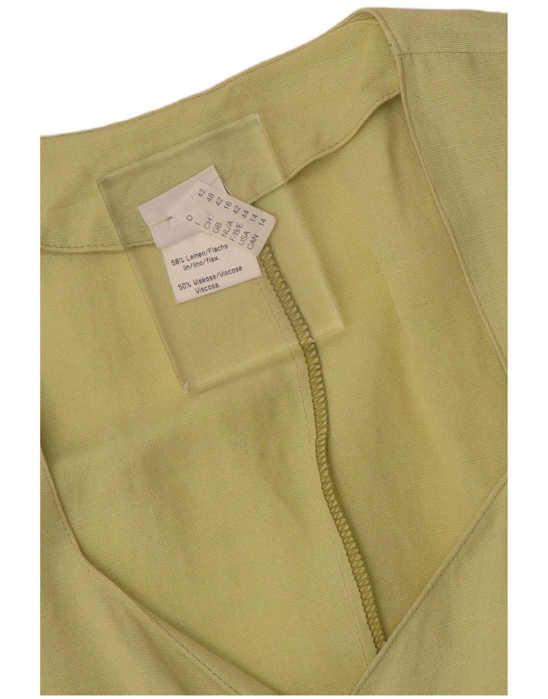 Camicetta camicia a maniche corte da donna VINTAGE UK 16 grande lino verde