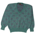 Maglione da uomo con scollo a V Peter Brown IT 50 Lana geometrica verde medio