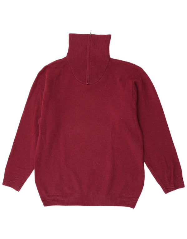 Maglione Tardini da uomo con zip e collo grande in lana bordeaux