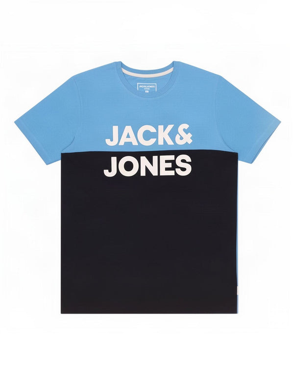 Jack & Jones T-shirt grafica da uomo Top Small in cotone color block blu navy