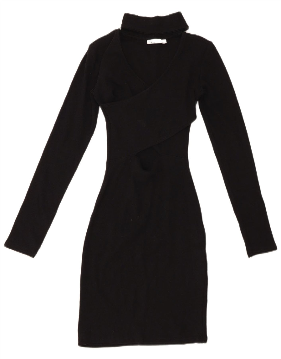 Vestito aderente a maniche lunghe da donna ZARA UK 8 piccolo in cotone nero