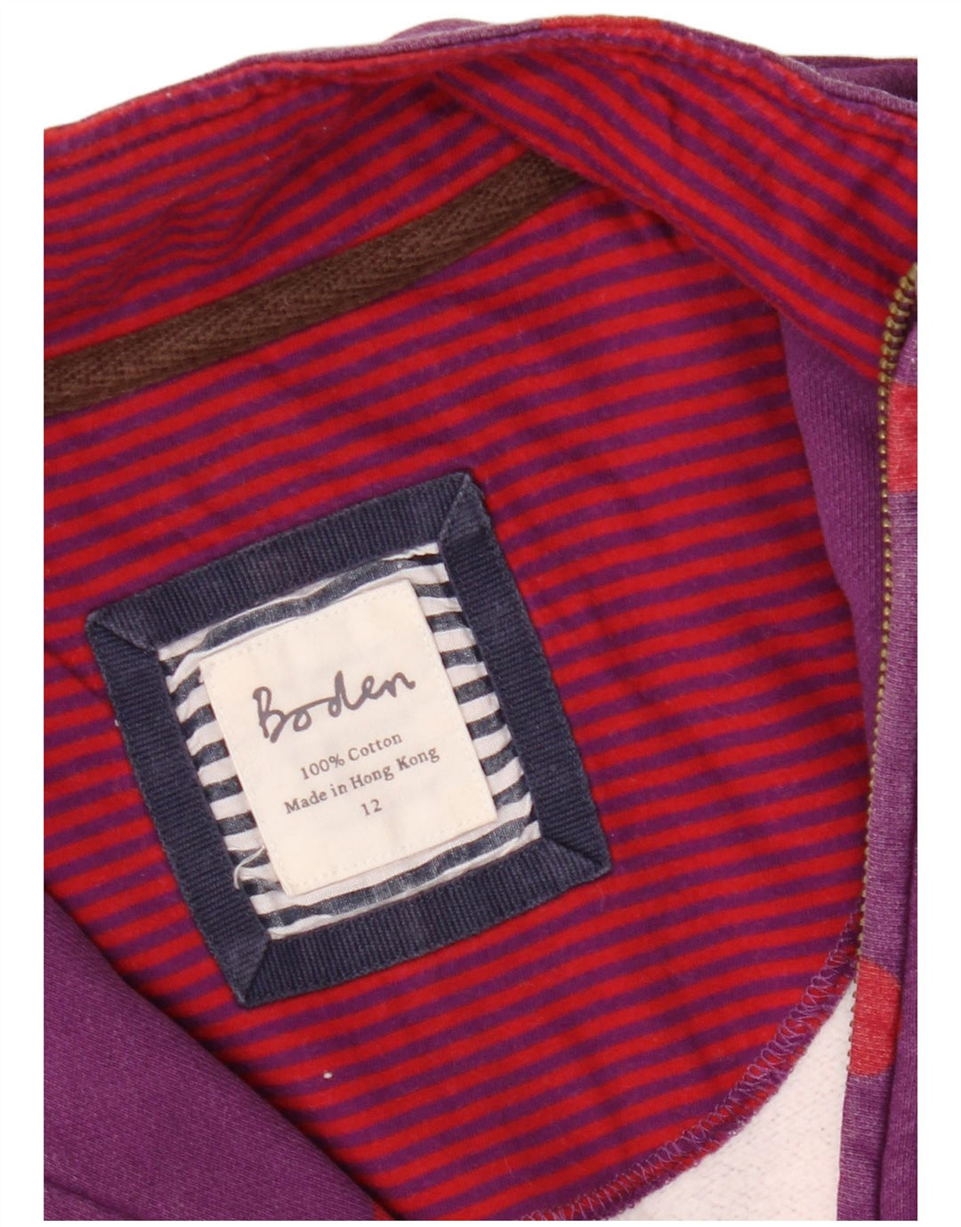 BODEN Felpa da donna con collo con zip, maglione UK 12, pois viola medio