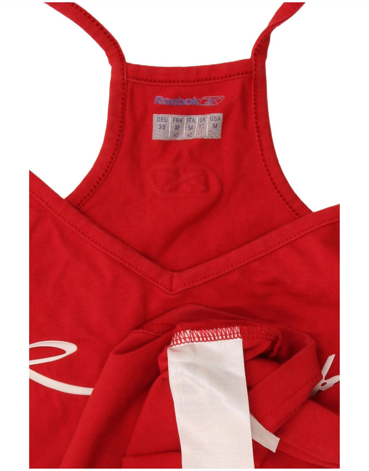 Reebok Donna Graphic Crop Cami Top UK 12 Medio Rosso Cotone