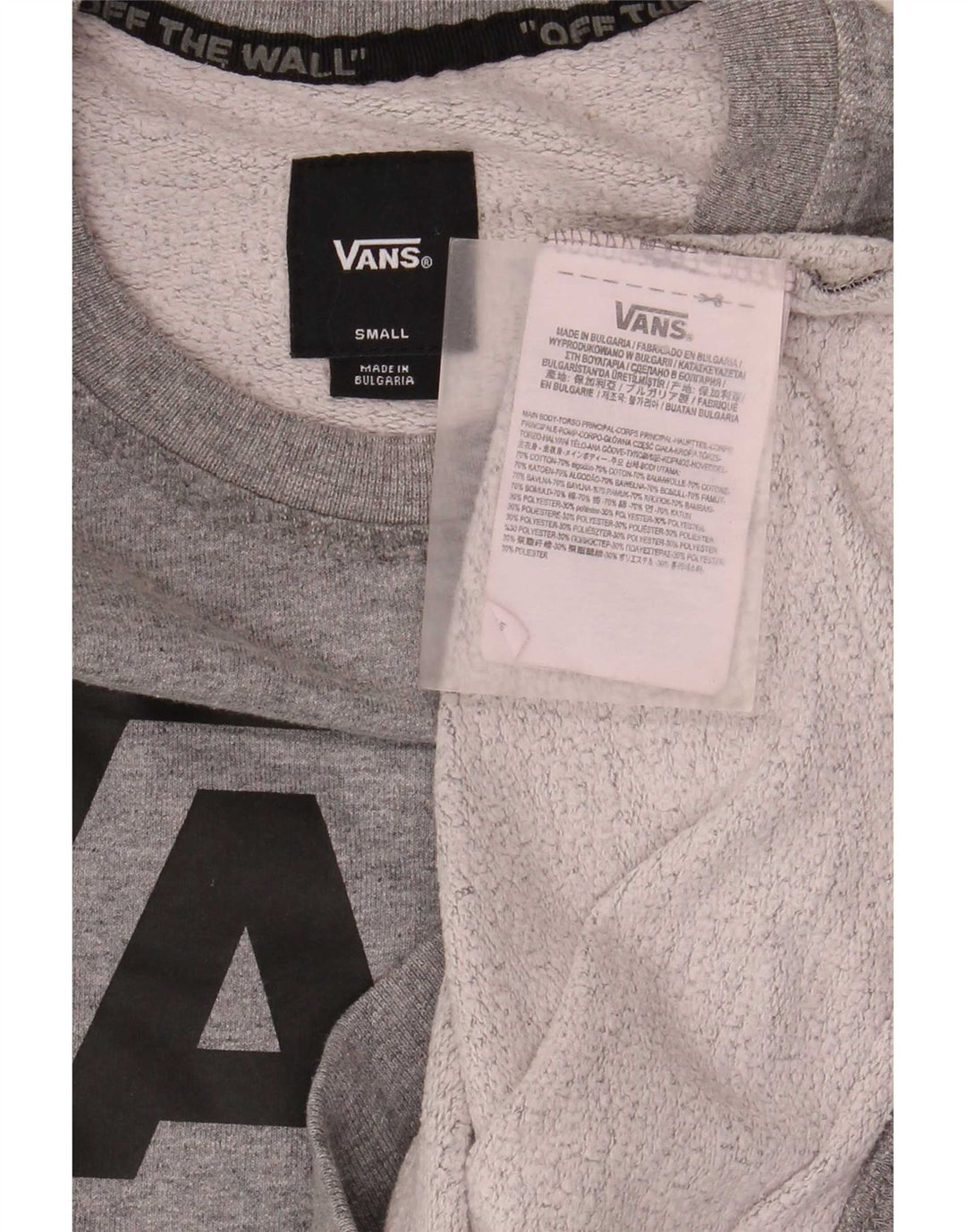 Felpa grafica da uomo di Vans, maglione piccolo, cotone chiazzato grigio