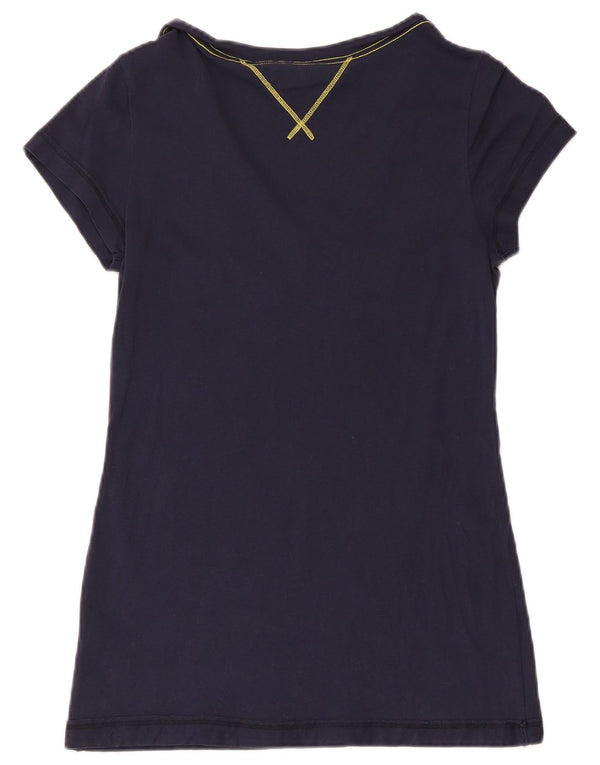 TOMMY HILFIGER T-shirt grafica da donna Top UK 12 cotone blu navy medio