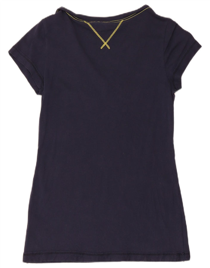 TOMMY HILFIGER T-shirt grafica da donna Top UK 12 cotone blu navy medio