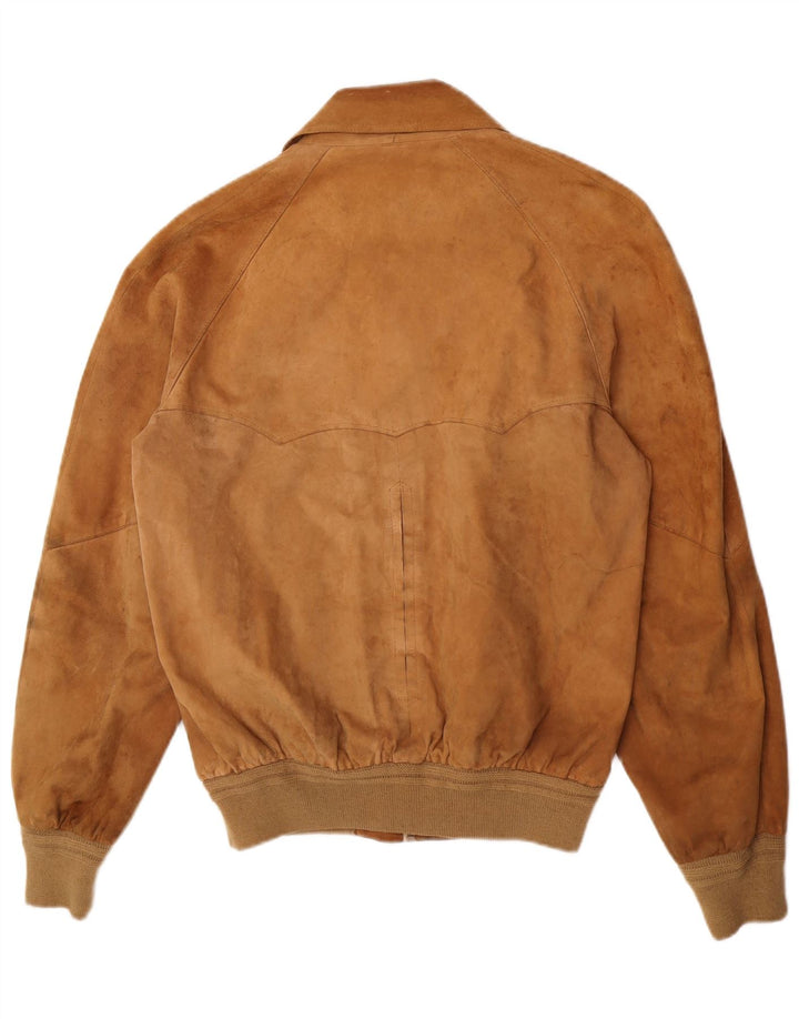 Giubbotto bomber in pelle scamosciata vintage da uomo UK 38 Marrone medio