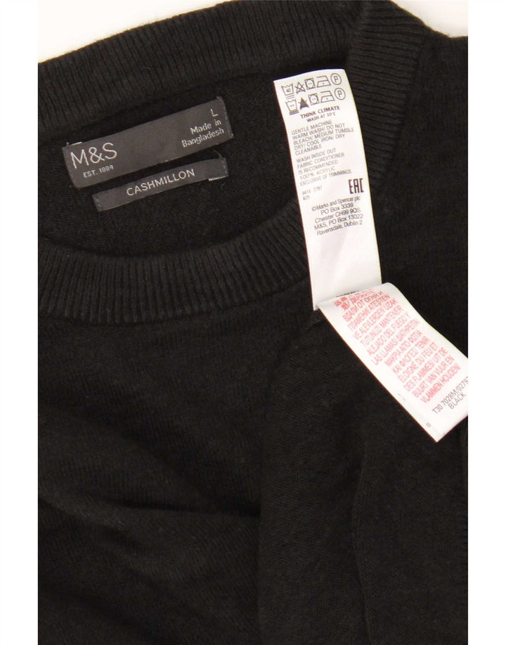 Maglione maglione girocollo da uomo Marks & Spencer grande acrilico nero