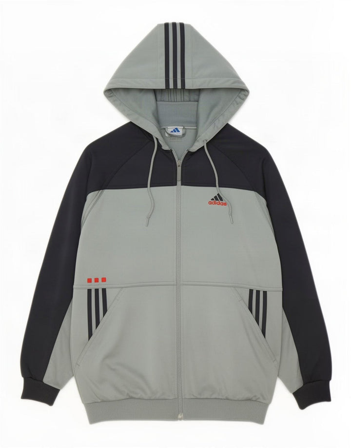 Giacca da tuta da uomo con cappuccio Adidas UK 38/40 Colore grigio medio