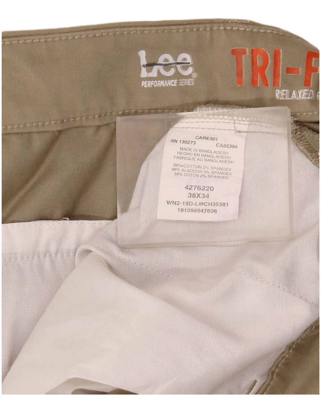 Pantaloni chino dalla vestibilità comoda Lee da uomo W38 L34 in cotone beige