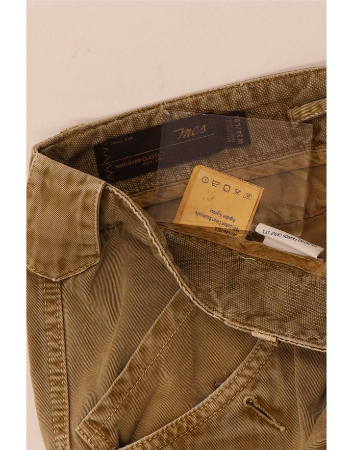 Pantaloni cargo dritti da uomo Marlboro Classics W34 L28 cotone kaki