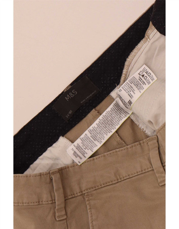 Pantaloncini chino da uomo Marks & Spencer W34 grandi in cotone marrone
