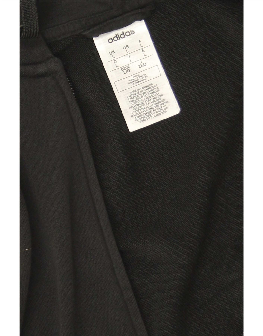 Maglione con cappuccio e zip Adidas da uomo grande in cotone nero