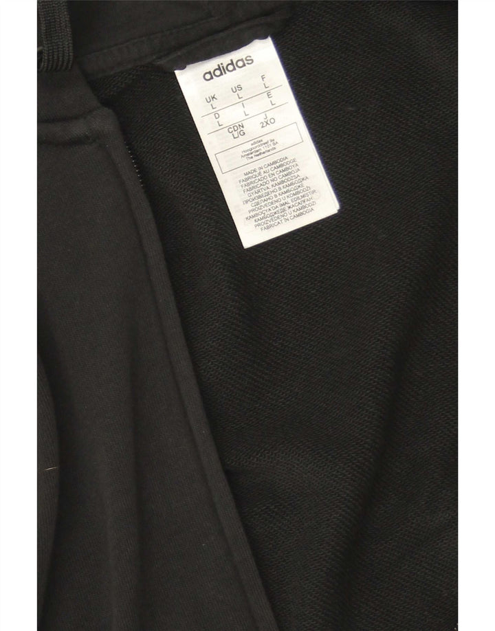 Maglione con cappuccio e zip Adidas da uomo grande in cotone nero