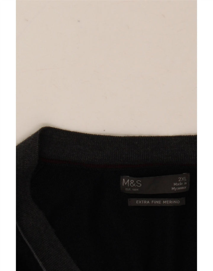 Maglione cardigan da uomo Marks & Spencer 2XL lana merino blu navy