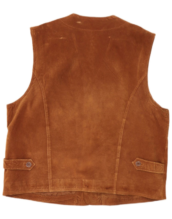 Gilet da uomo in pelle scamosciata Front Line UK 48 2XL Pelle marrone