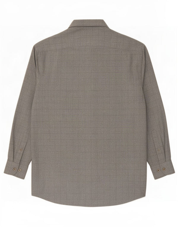 Massimo Dutti Mens Tall Shirt Size 42 Large Grey Check Viscose