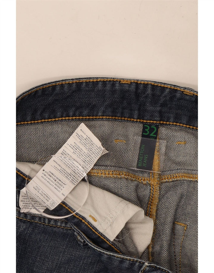 Jeans dritti da donna BENETTON W32 L30 cotone blu navy