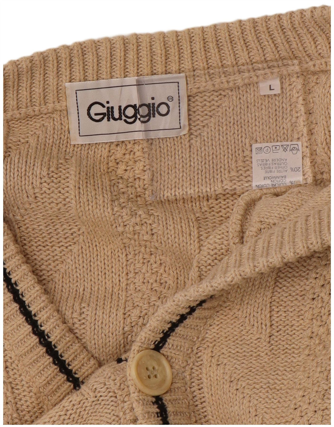 Maglione cardigan da uomo VINTAGE grande cotone beige