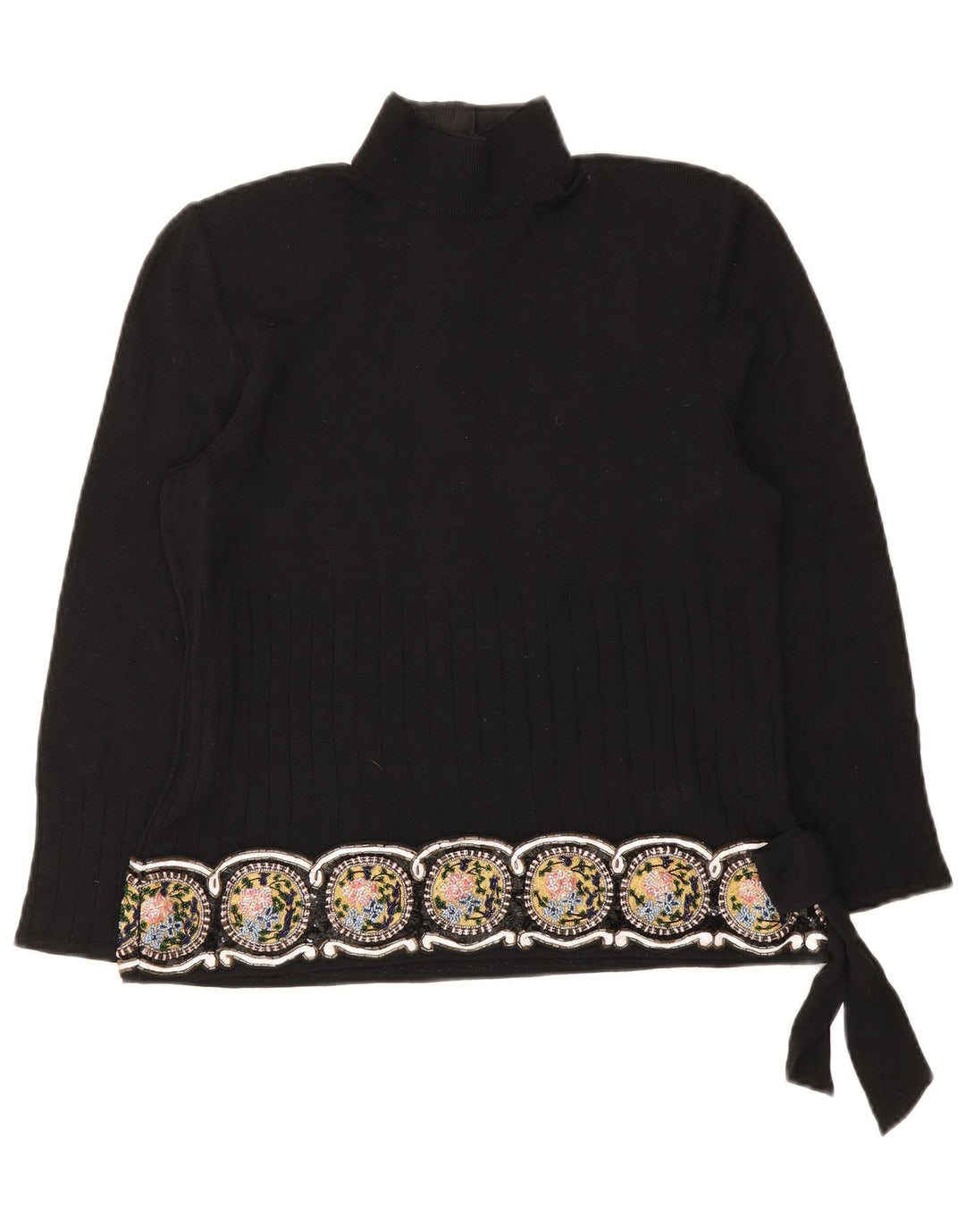 Giorgio Grati Maglione da donna con collo a bottoni Maglione UK 12 Medio Nero floreale