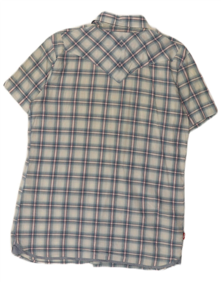 Camicia a maniche corte da uomo Levi's in cotone a quadri blu medio