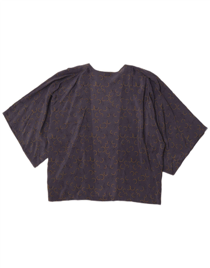 Top cardigan a maniche corte da donna JIGSAW UK 18 XL seta geometrica grigia