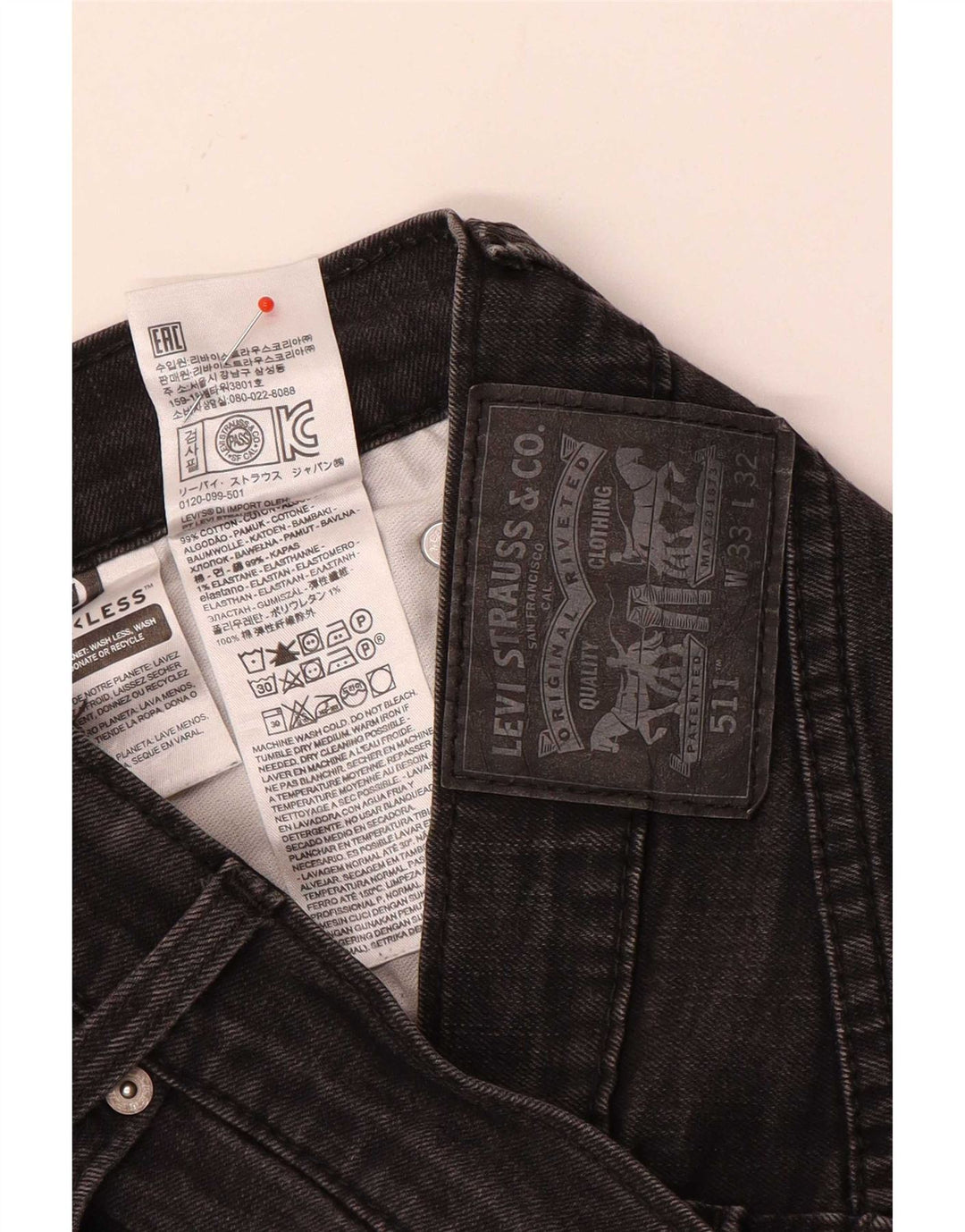 Jeans Levi's Uomo 511 Slim W33 L28 Cotone Grigio