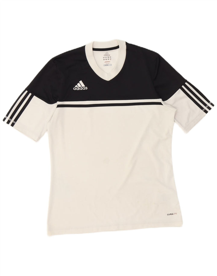 T-shirt Adidas Climalite da uomo Top in poliestere color block bianco medio