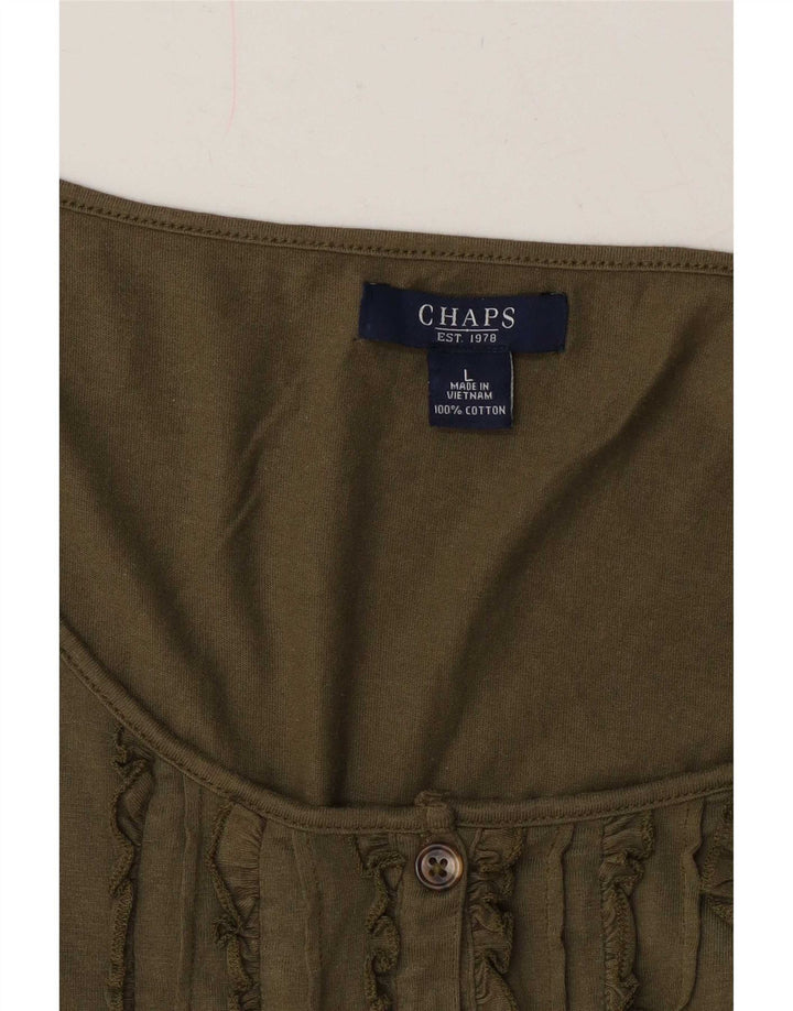 T-shirt da donna Chaps Top UK 16 grande cotone kaki