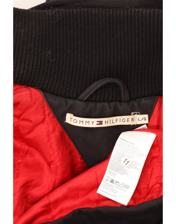 TOMMY HILFIGER Cappotto giacca a vento da donna UK 16 Grande poliestere nero