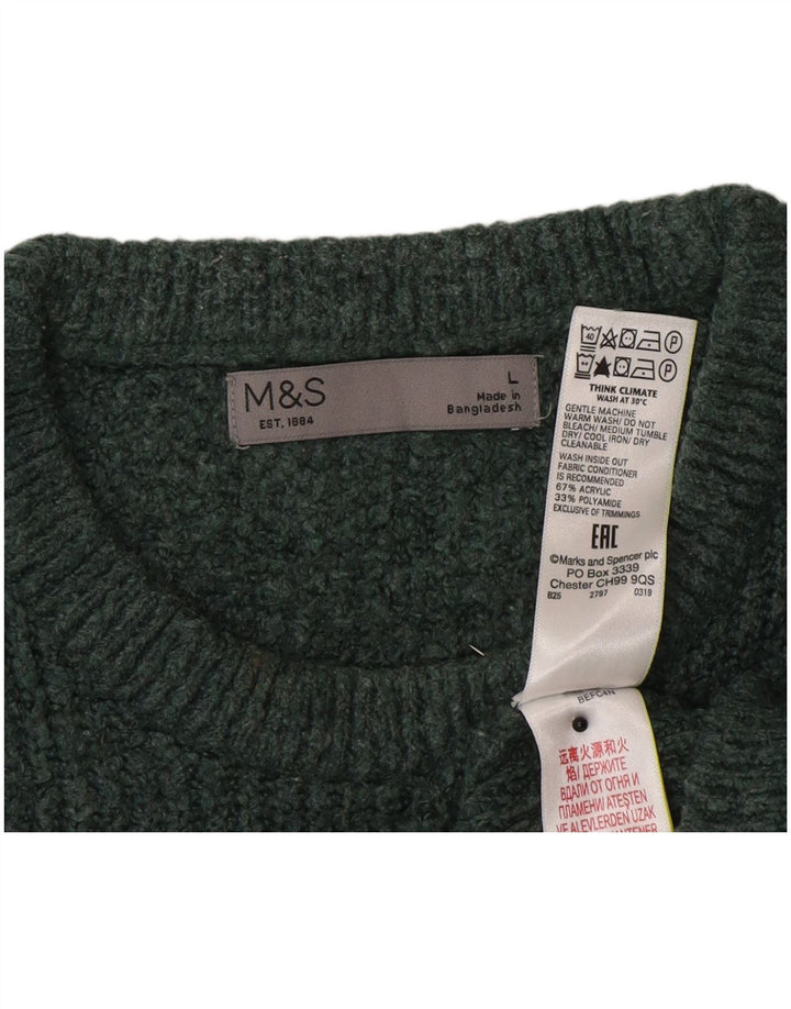 Maglione maglione girocollo da uomo Marks & Spencer grande acrilico verde