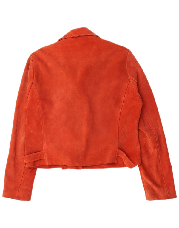 Topshop Giacca da motociclista in pelle scamosciata da donna UK 16 Grande pelle rosa