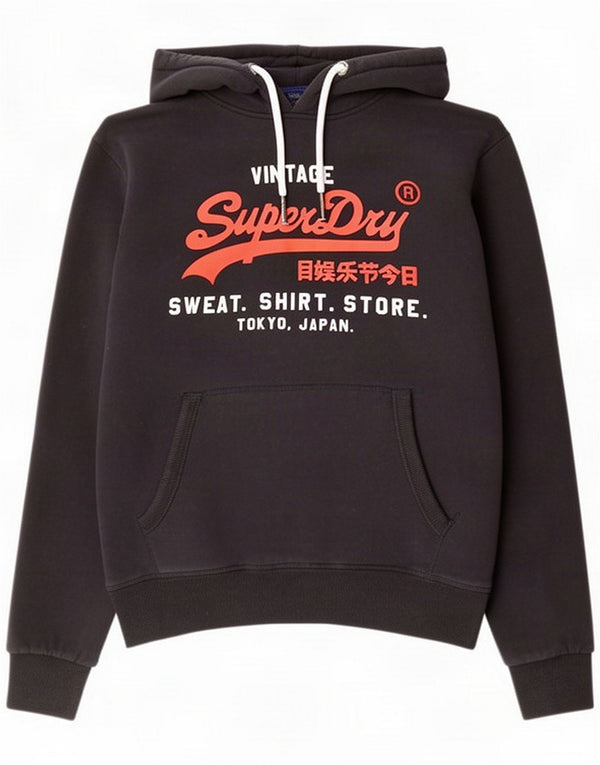 Superdry Felpa con cappuccio grafica da uomo 2XL Cotone nero