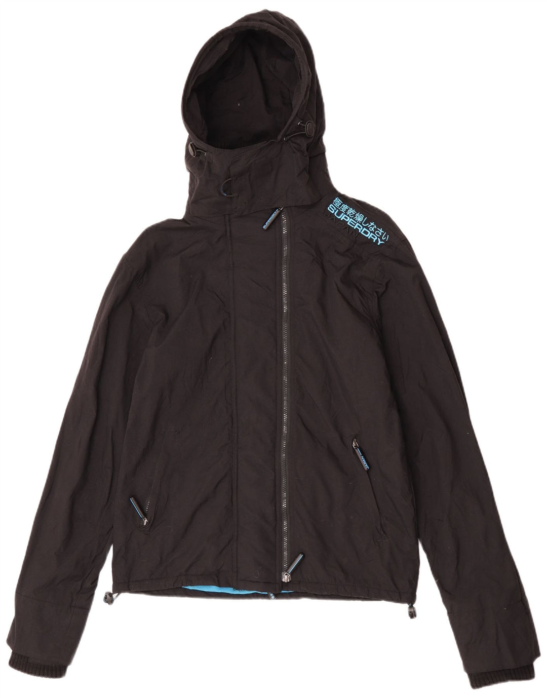 Giacca a vento con cappuccio da donna Superdry UK 14 nylon nero medio