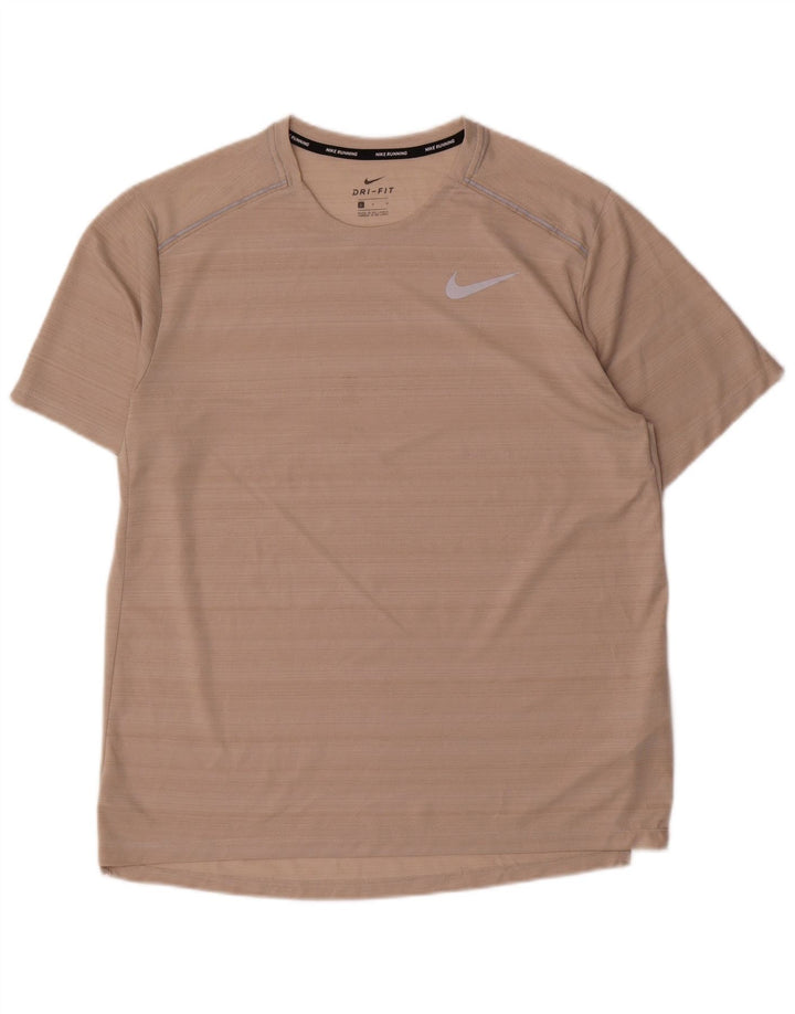 Nike Uomo Dri Fit T-shirt Top Large Rosa Gessato Poliestere