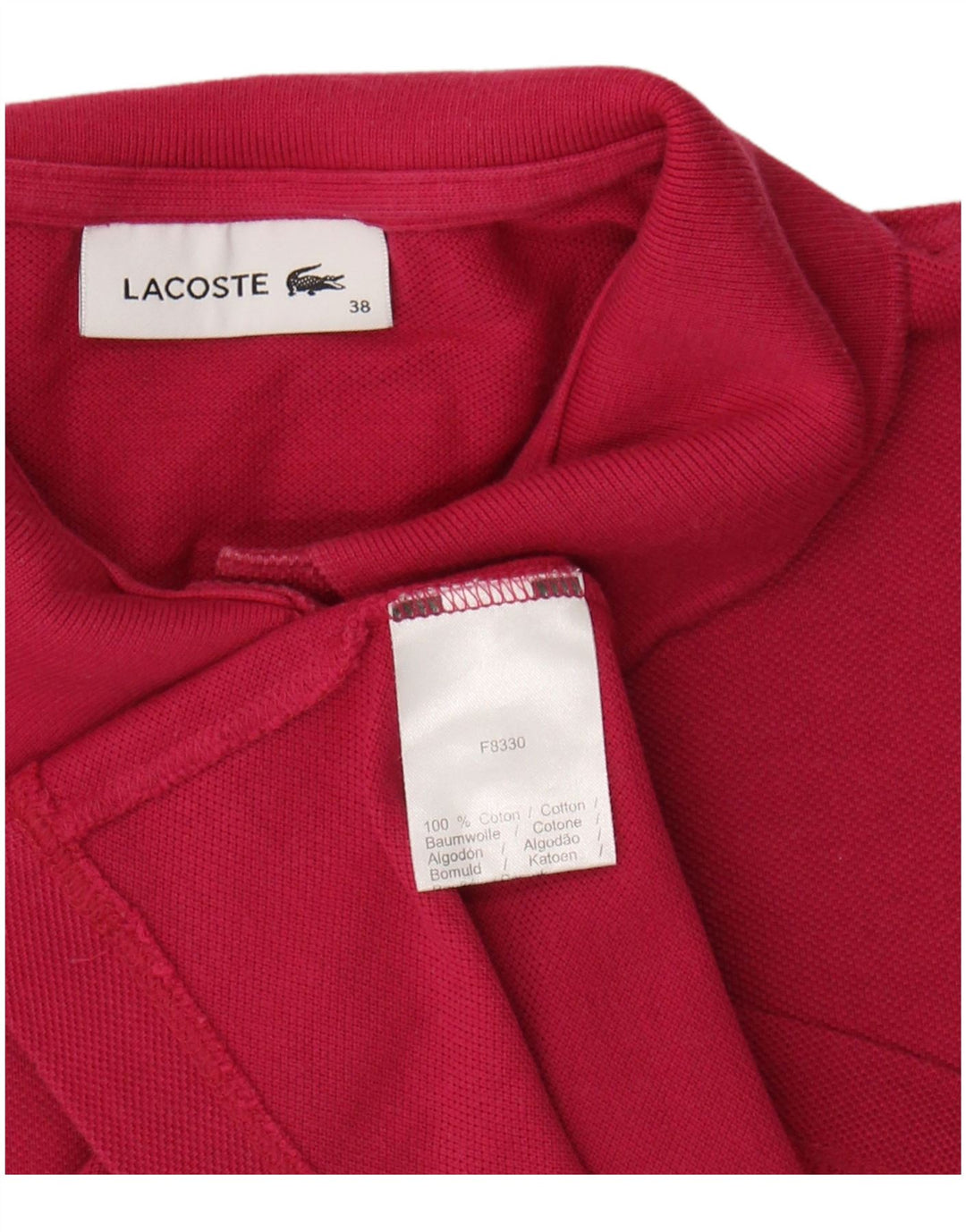 LACOSTE Womens Polo Shirt Size 38 Medium Red Cotton