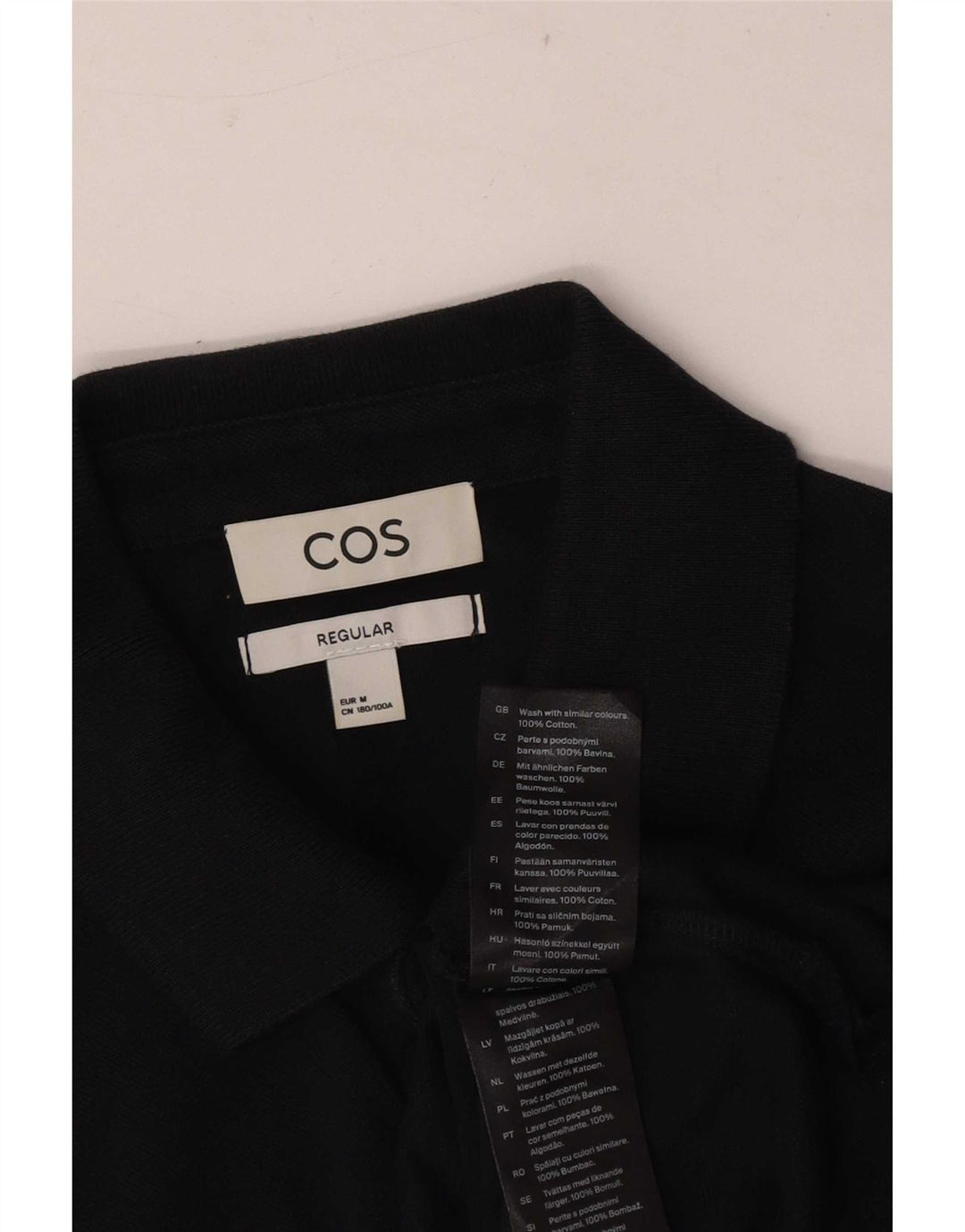 Polo Cos da uomo a maniche corte vestibilità regolare in cotone nero medio