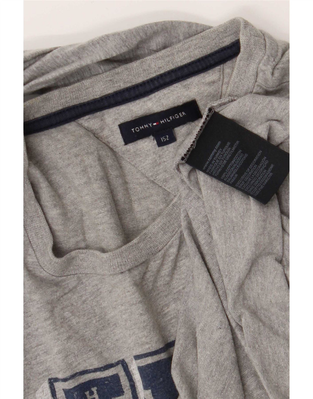 Tommy Hilfiger Maglietta grafica da ragazzo a manica lunga 11-12 anni in cotone grigio