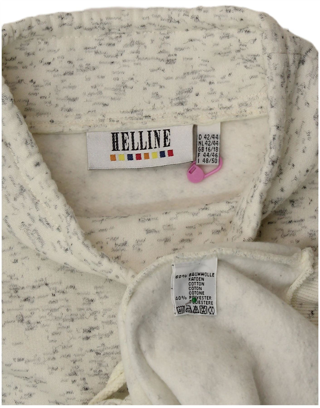 Felpa da donna HELLINE UK 16/18 XL Cotone chiazzato bianco