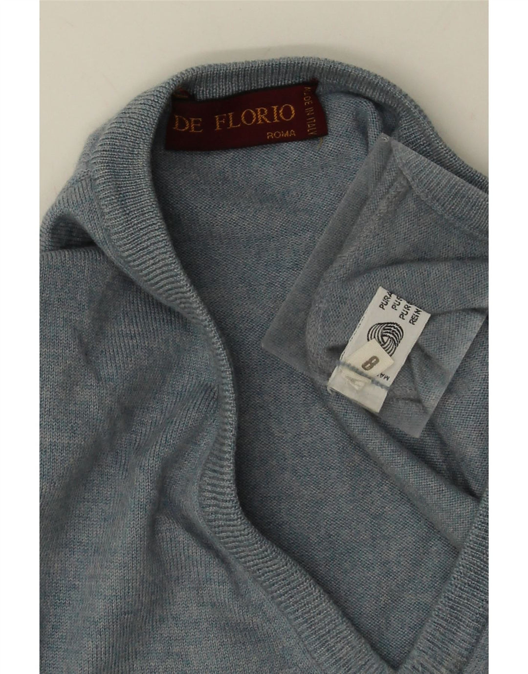 Canotta vintage da uomo, canotta, grande, in lana vergine blu