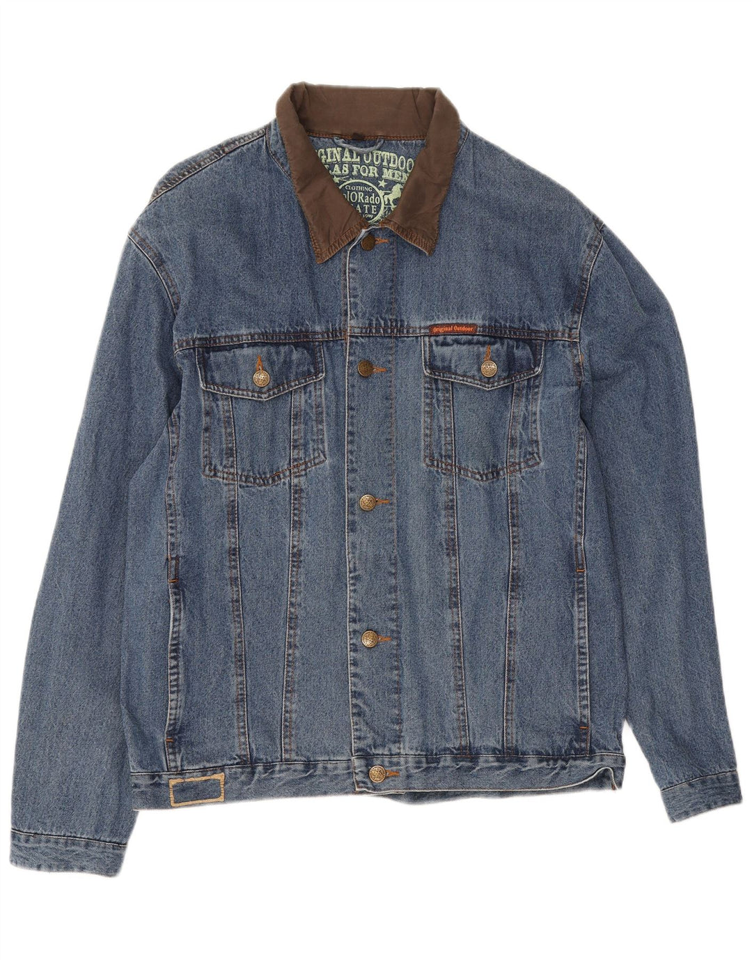 Atlas For Men Giacca di jeans da uomo UK 40 Large Blu Cotone