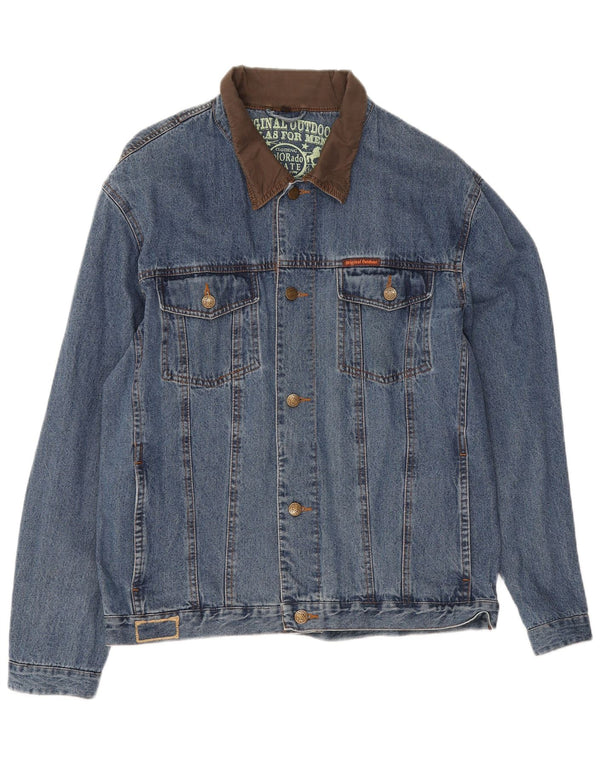 Atlas For Men Giacca di jeans da uomo UK 40 Large Blu Cotone