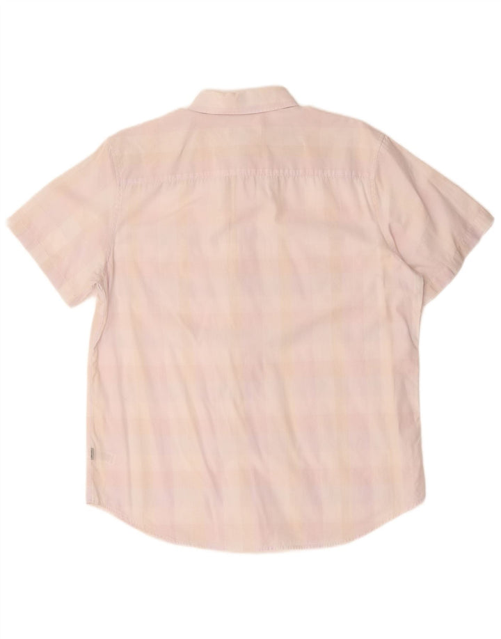 CALVIN KLEIN Camicia da uomo a maniche corte in cotone a quadri rosa medio