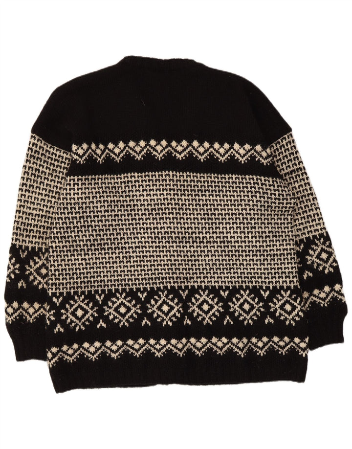 Maglione cardigan da uomo vintage XL nero Fair Isle