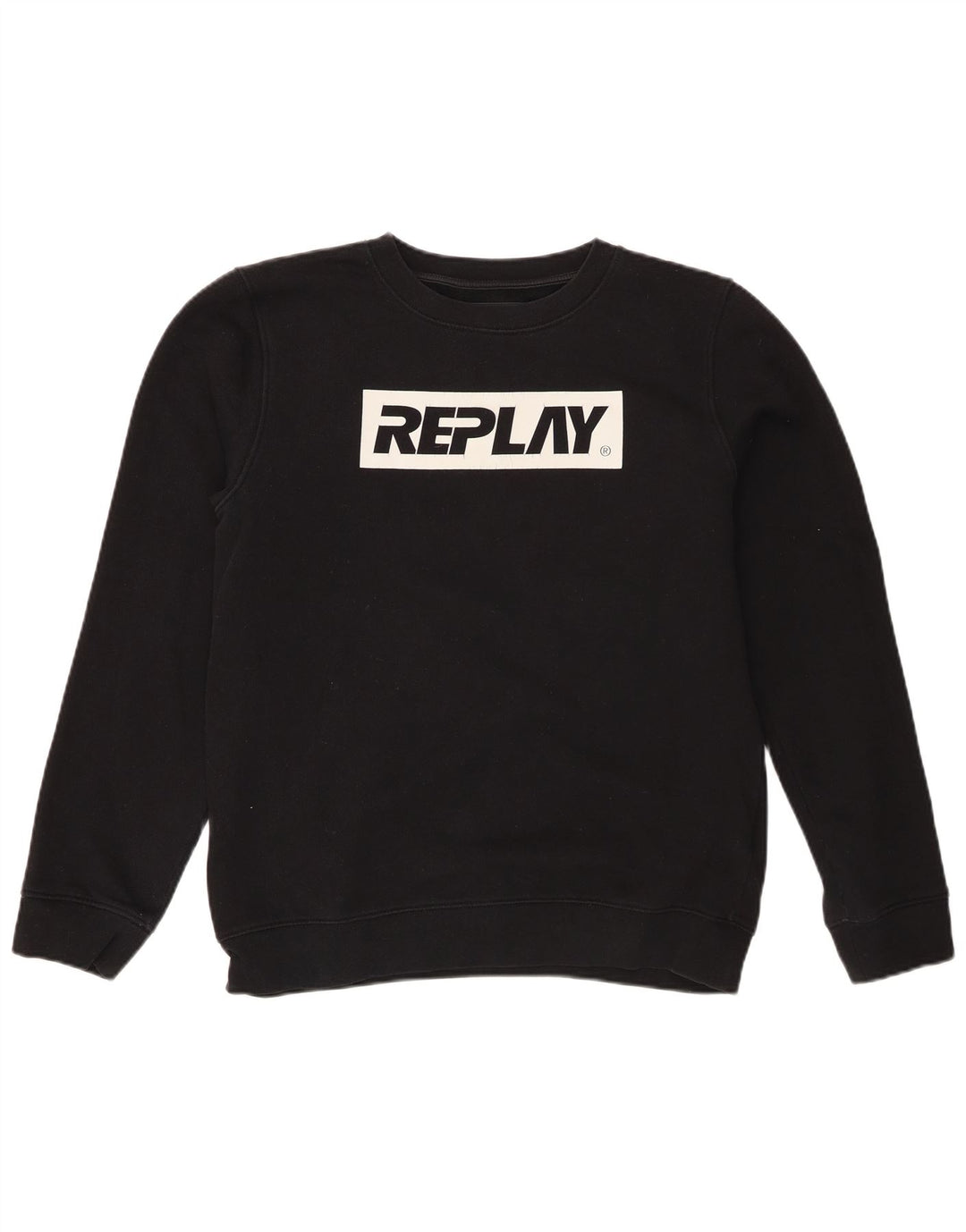 Felpa grafica da uomo Replay, maglione medio nero