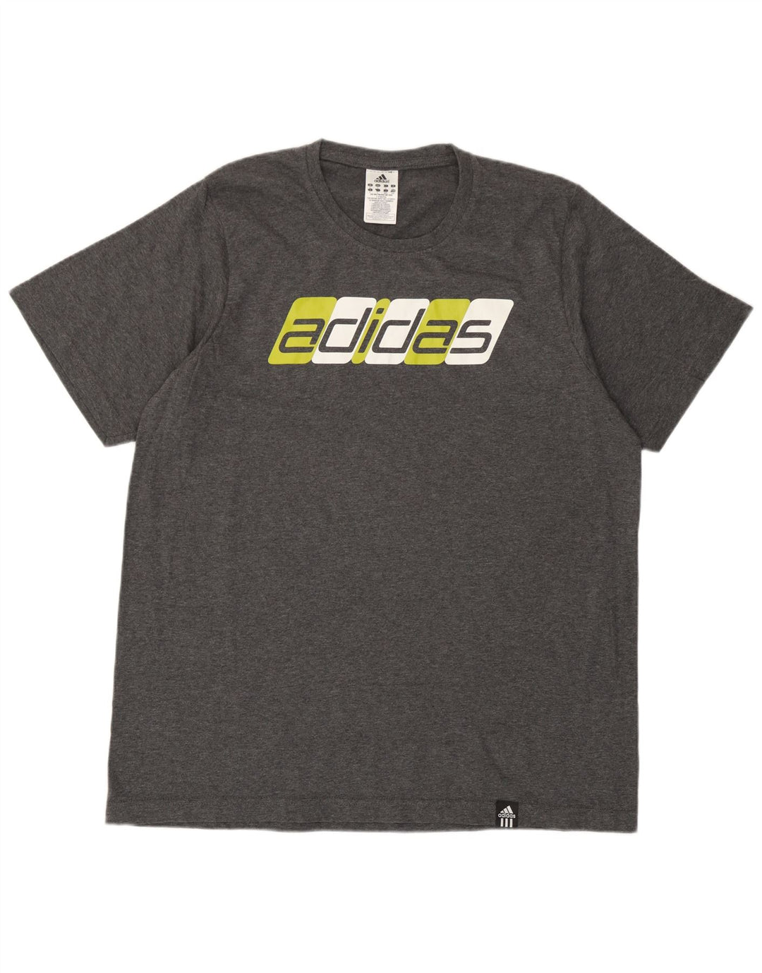 T-shirt grafica da uomo Adidas Top grande in cotone grigio