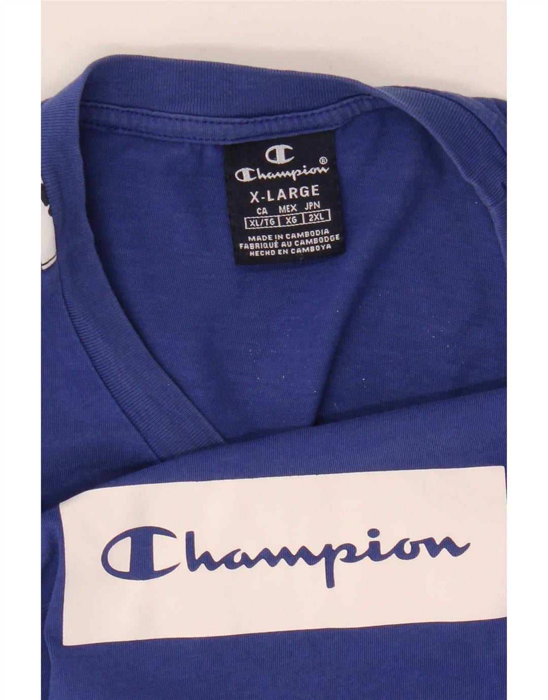 T-shirt grafica da uomo Champion Top XL Blu Colourblock