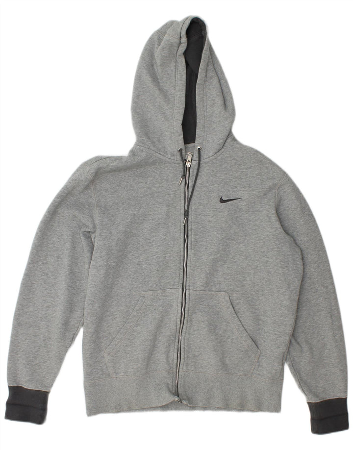Felpa con cappuccio e zip Nike da uomo in cotone screziato grigio medio